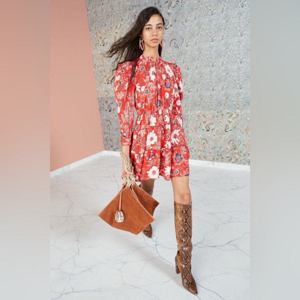 Ulla Johnson Liv Red Floral Dress, size 0